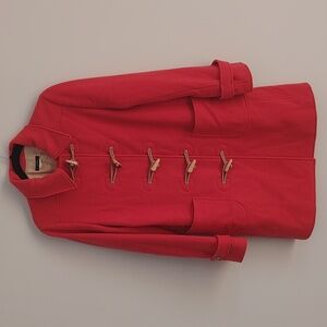 J Crew Orange Collared Wool Pea Coat with toggles Size Small